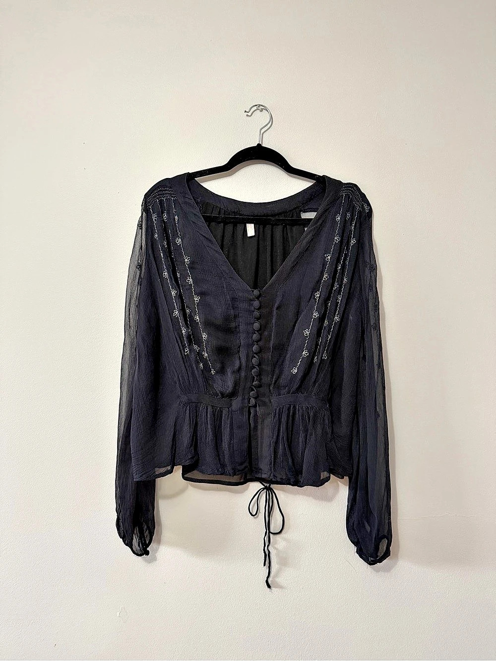 Free Peopel Black Long Sleeve Blouse